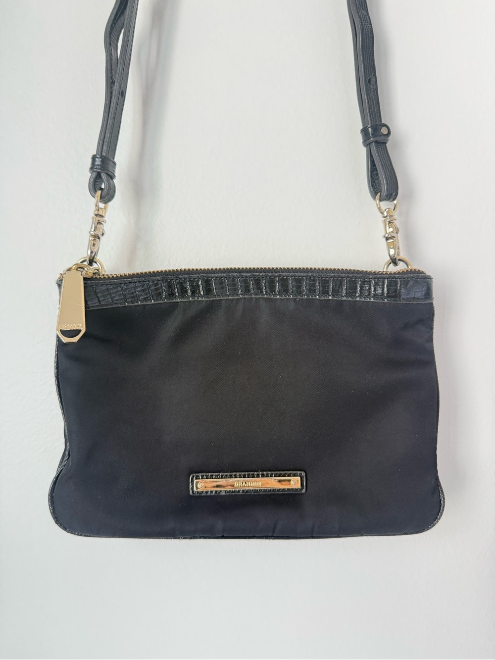 Brahmin Black Crossbody with Gold Accents